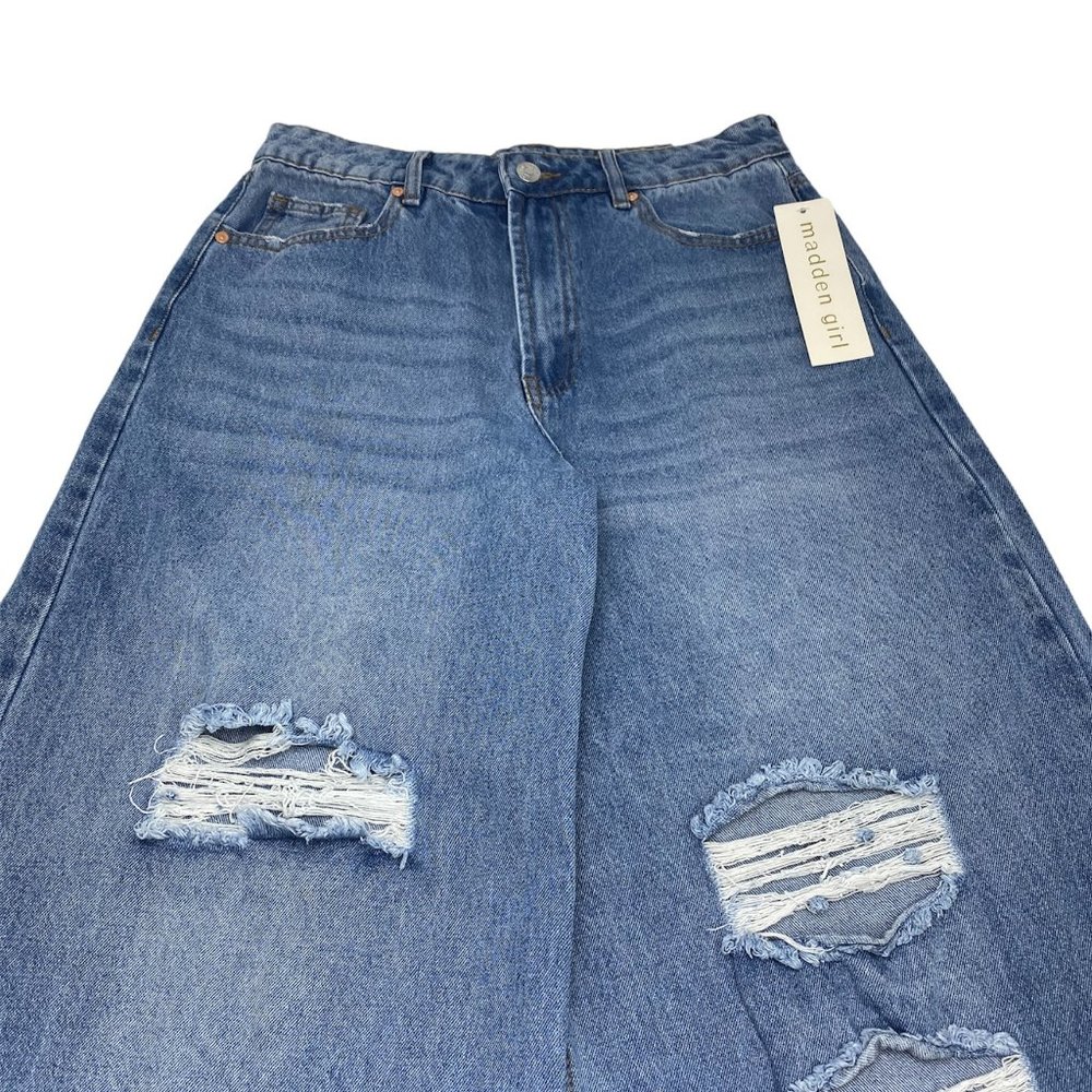 Madden Girl Maya Baggy Jeans Med Wash 28 NWT - Picture 4 of 14